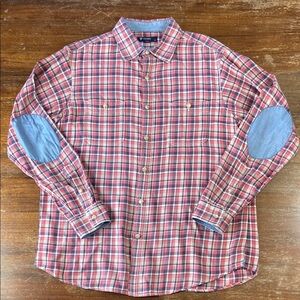 Daniel Cremieux elbow patches Long Sleeve Plaid Cotton Pink Button Down Shirt
